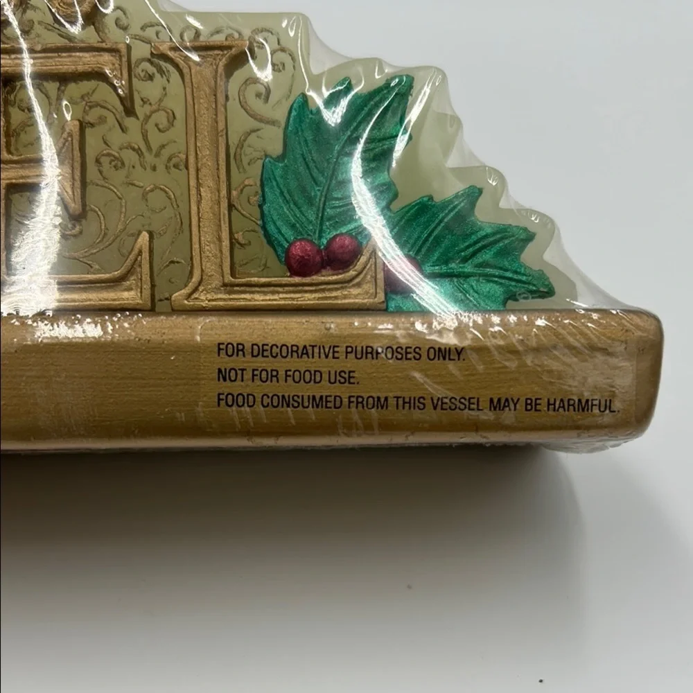 Vintage Christmas Candle Gold and Cream NOEL Decorative Holiday New